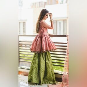 Ayeza khan inspired Eid dress peach and green